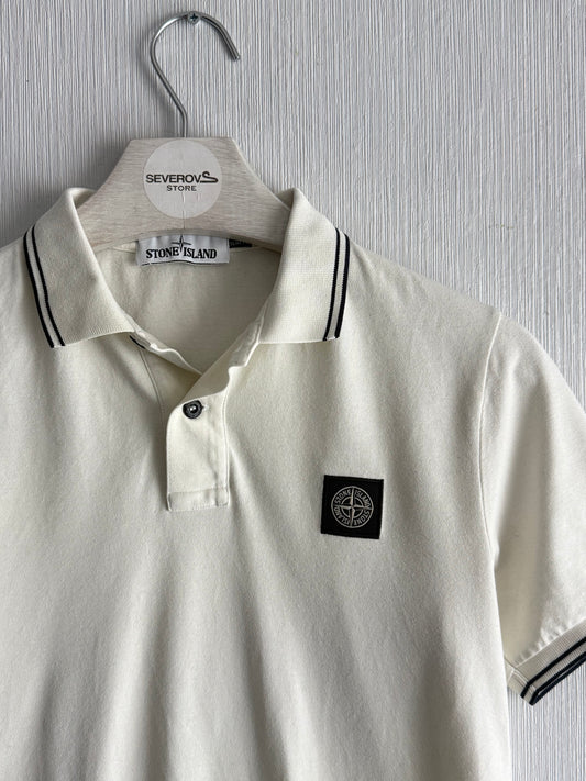 Stone Island Logo Cream Polo Shirt