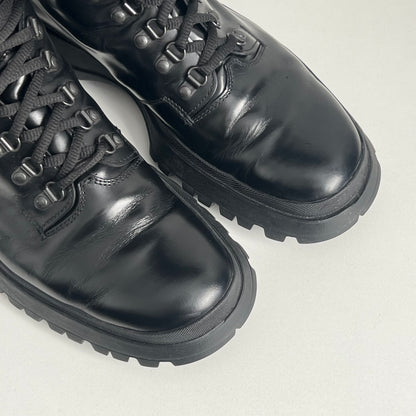 Prada Vintage Combat Black Leather Boots