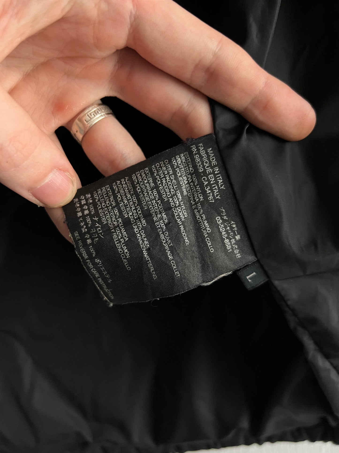 Prada Sport Red Tab Black Down Puffer Jacket