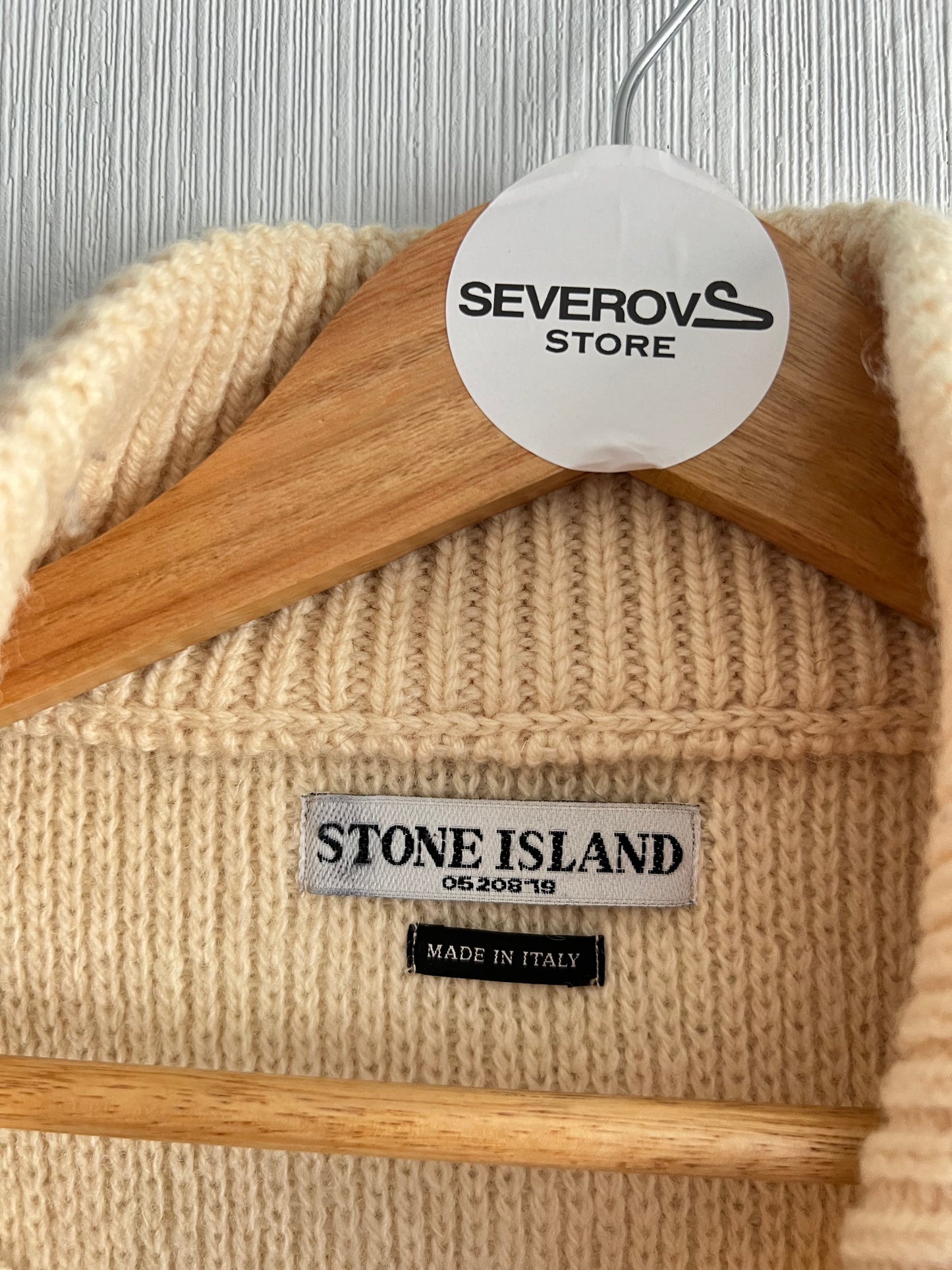 Stone Island Wool Beige Zip Sweater