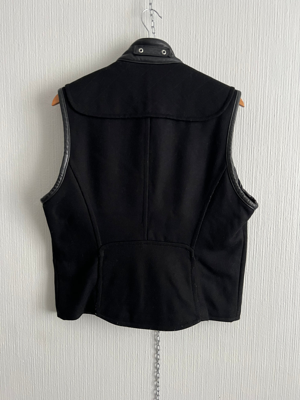 Dsquared2 Archive Black Cashmere Unisex Vest with Leather Trim — product photo