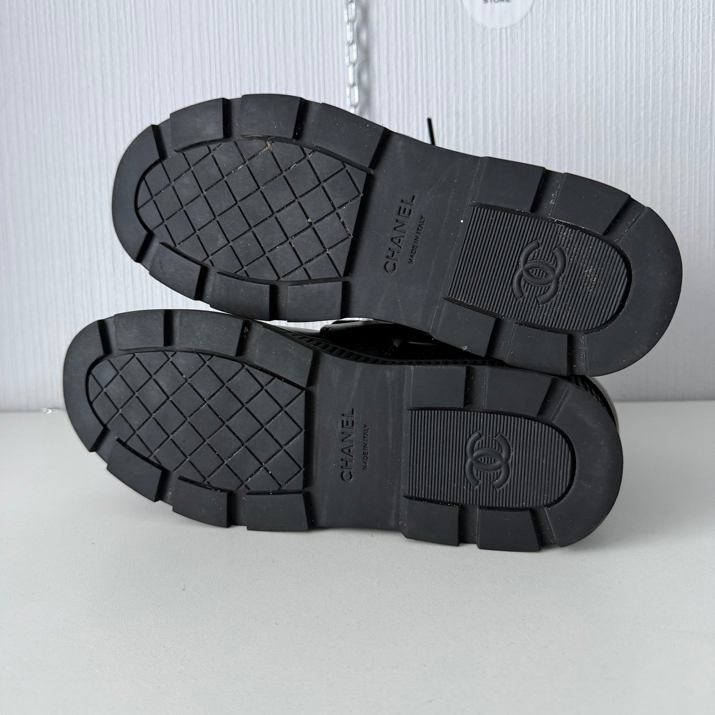 Chanel Chain Sneaker Black Leather Shoes