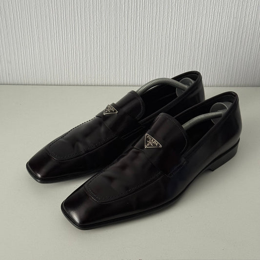 Prada Triangle-logo Leather Loafers