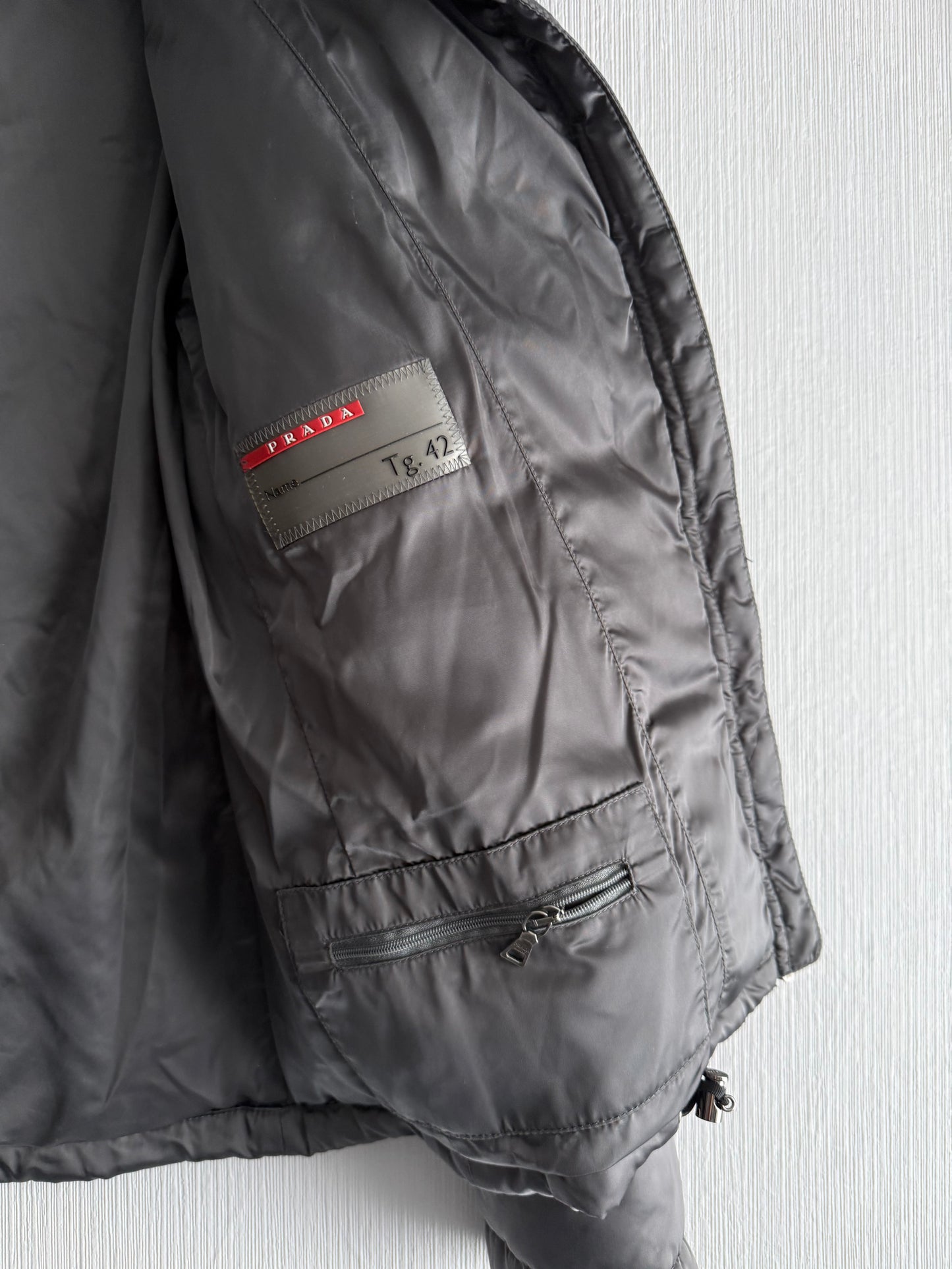 Prada Nylon Down Jacket with Fox Fur