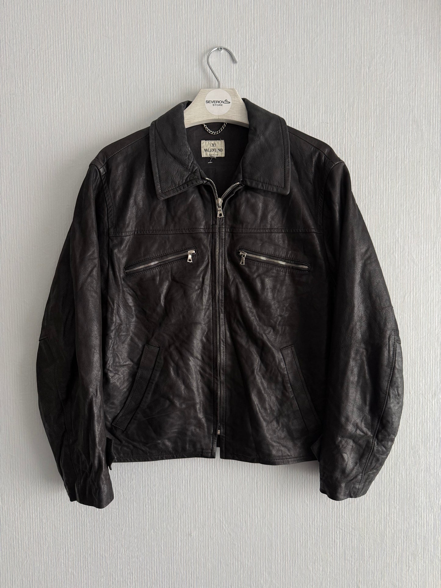 Valentino Vintage Crinkled Ovine Sammy Leather Jacket