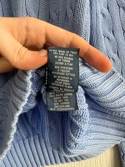 Ralph Lauren Cable Knit Blue Cotton Sweater