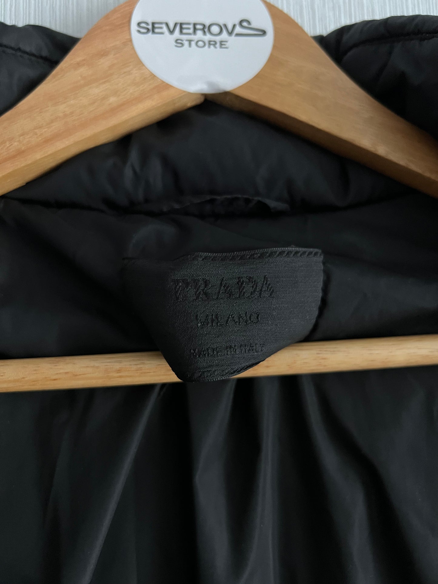 Prada Sport Red Tab Black Down Puffer Jacket