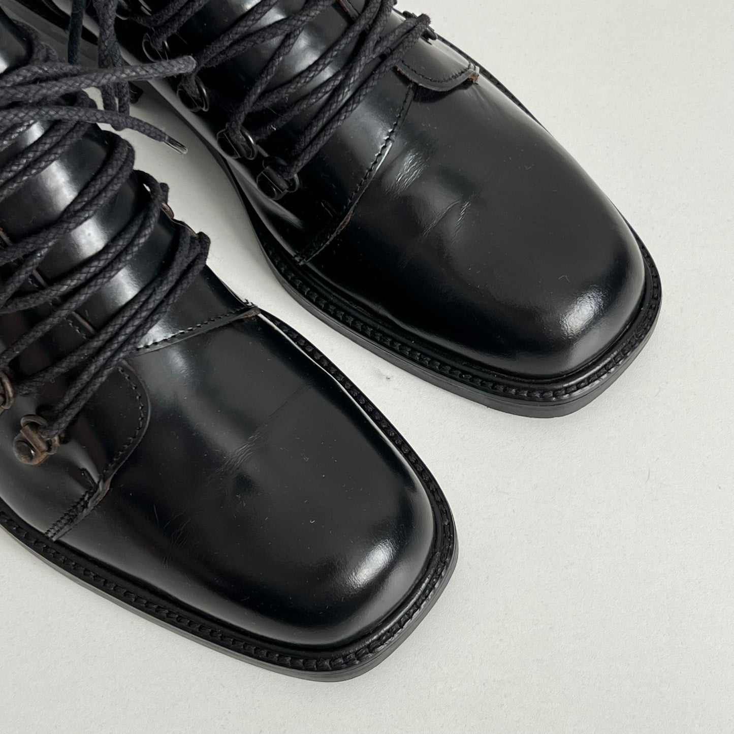 Gucci Black Leather Combat Lace Up Ankle Women's Boots