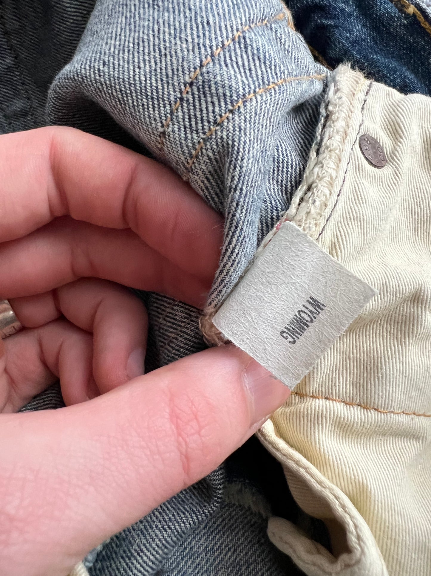 RRL Ralph Lauren Selvedge Distressed Repaired Japan Woven Denim Pants