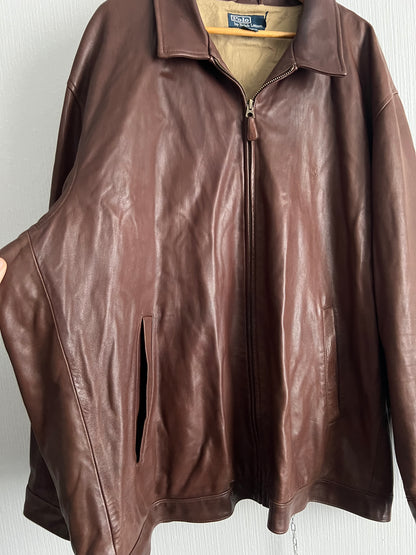 Polo Ralph Lauren Brown Leather Harrington Jacket