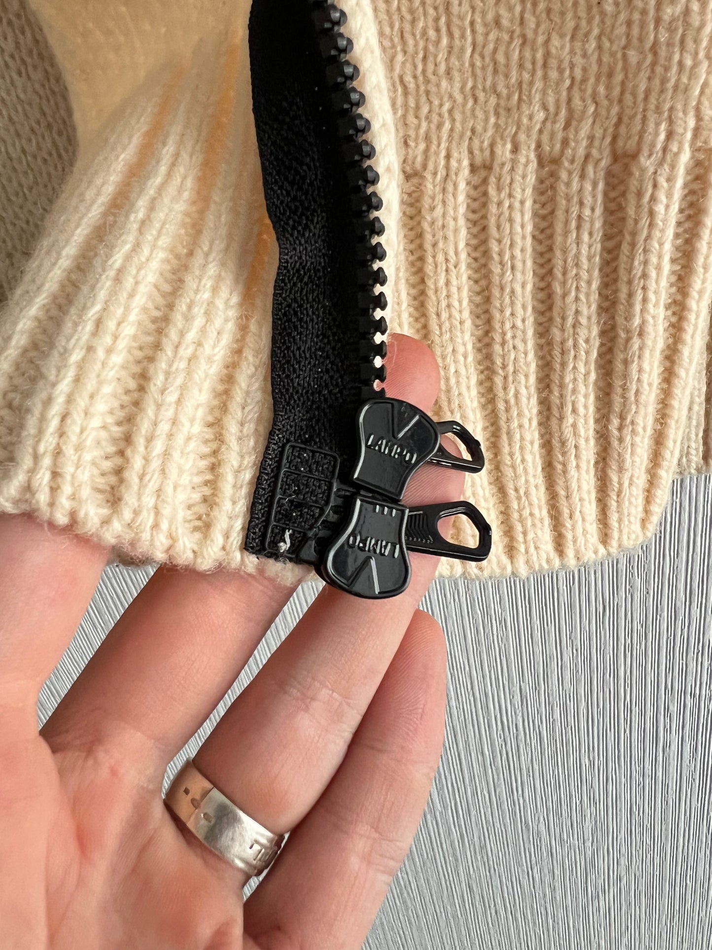 Stone Island Wool Beige Zip Sweater