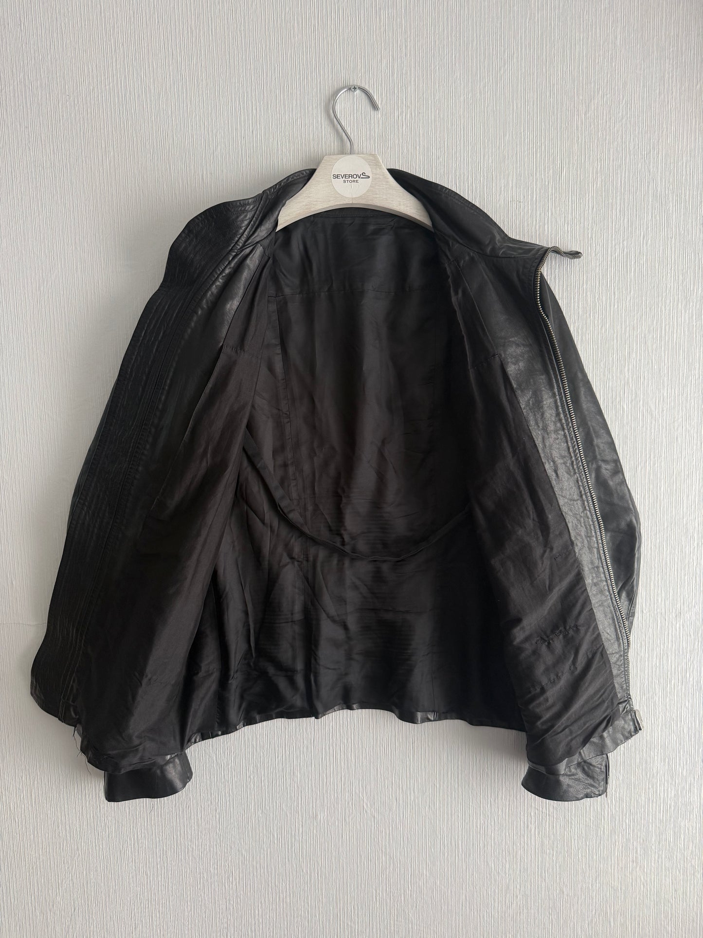 Rick Owens Calf Leather Mollino Leather Jacket