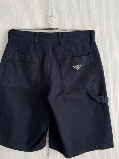 Prada Milano Blue Denim Carpenter Baggy Shorts