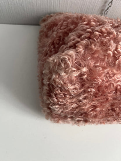 Miu Miu Coral Pink Fur Crystal Tote Bag