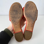 Chanel Leather CC Red Leather Mules Flat Slides