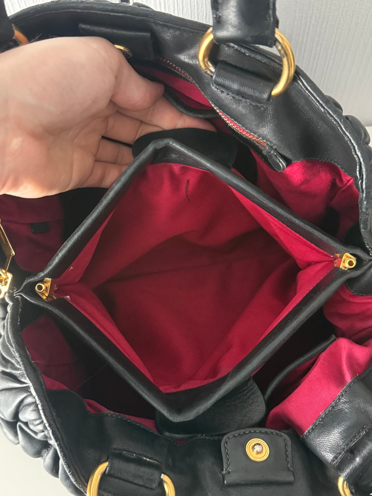 Miu Miu Black Matelassé Leather Tote Bag