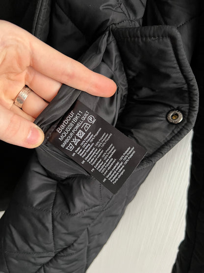 Barbour Powell Quilted Black Jacket with Faux Leather Trim