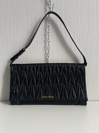 Miu Miu Matelasse Leather Flap Shoulder Bag Clutch