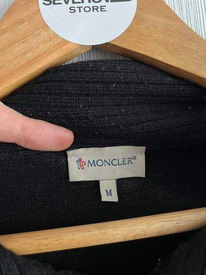 Moncler Logo Black Wool Zip Cardigan