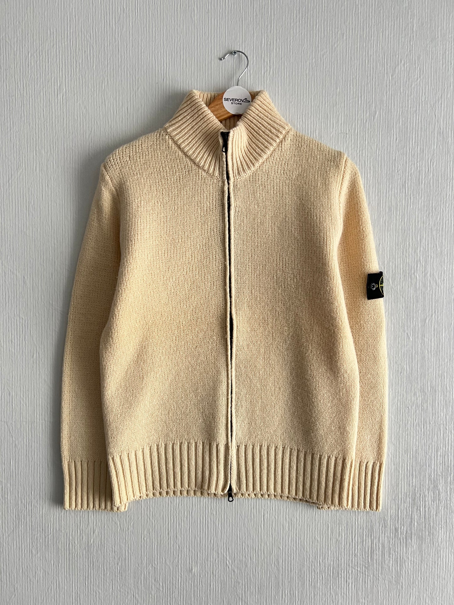 Stone Island Wool Beige Zip Sweater