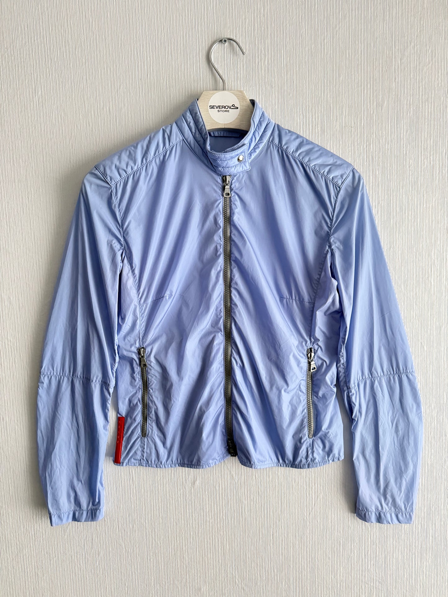 Prada Sport SS00 Nylon Moto Baby Blue Jacket