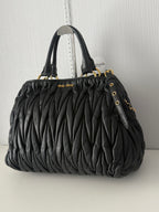 Miu Miu Black Matelassé Leather Tote Bag