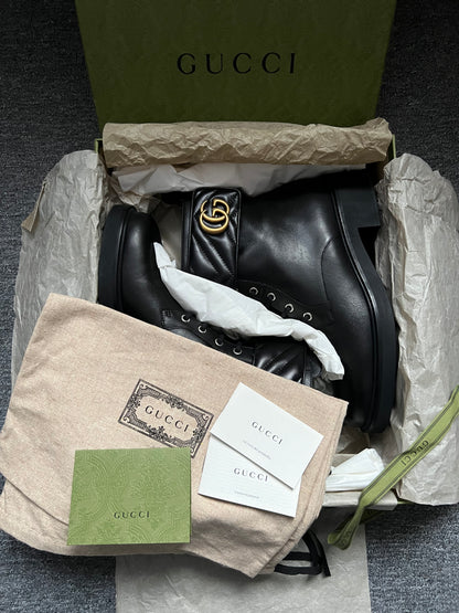 Gucci Marmont Double G Black Womens Ankle Boots