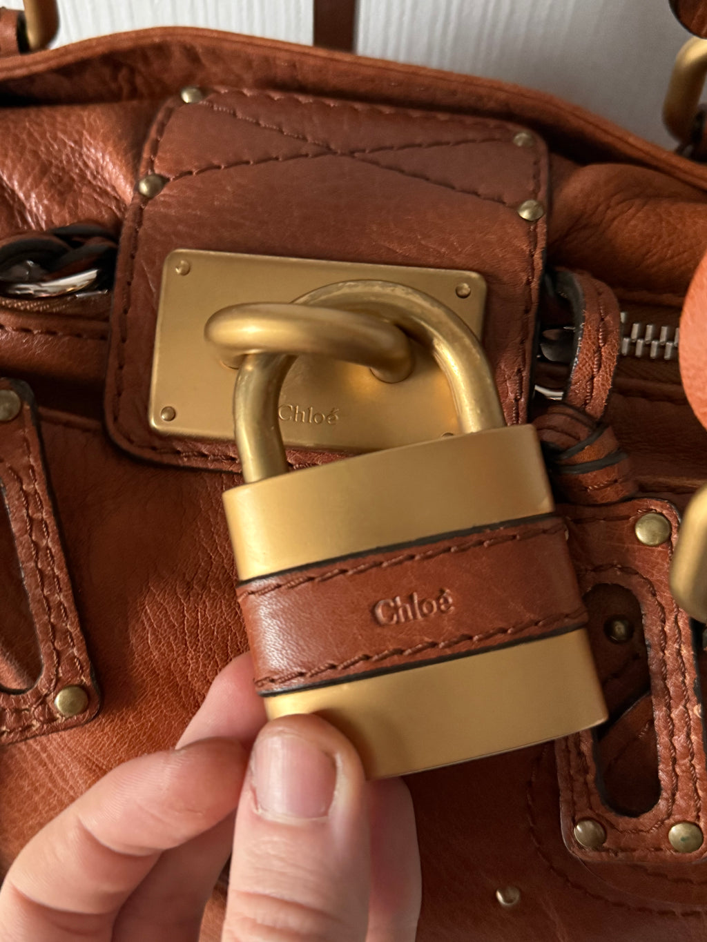 Chloe Vintage Paddington Bag in Brown Leather