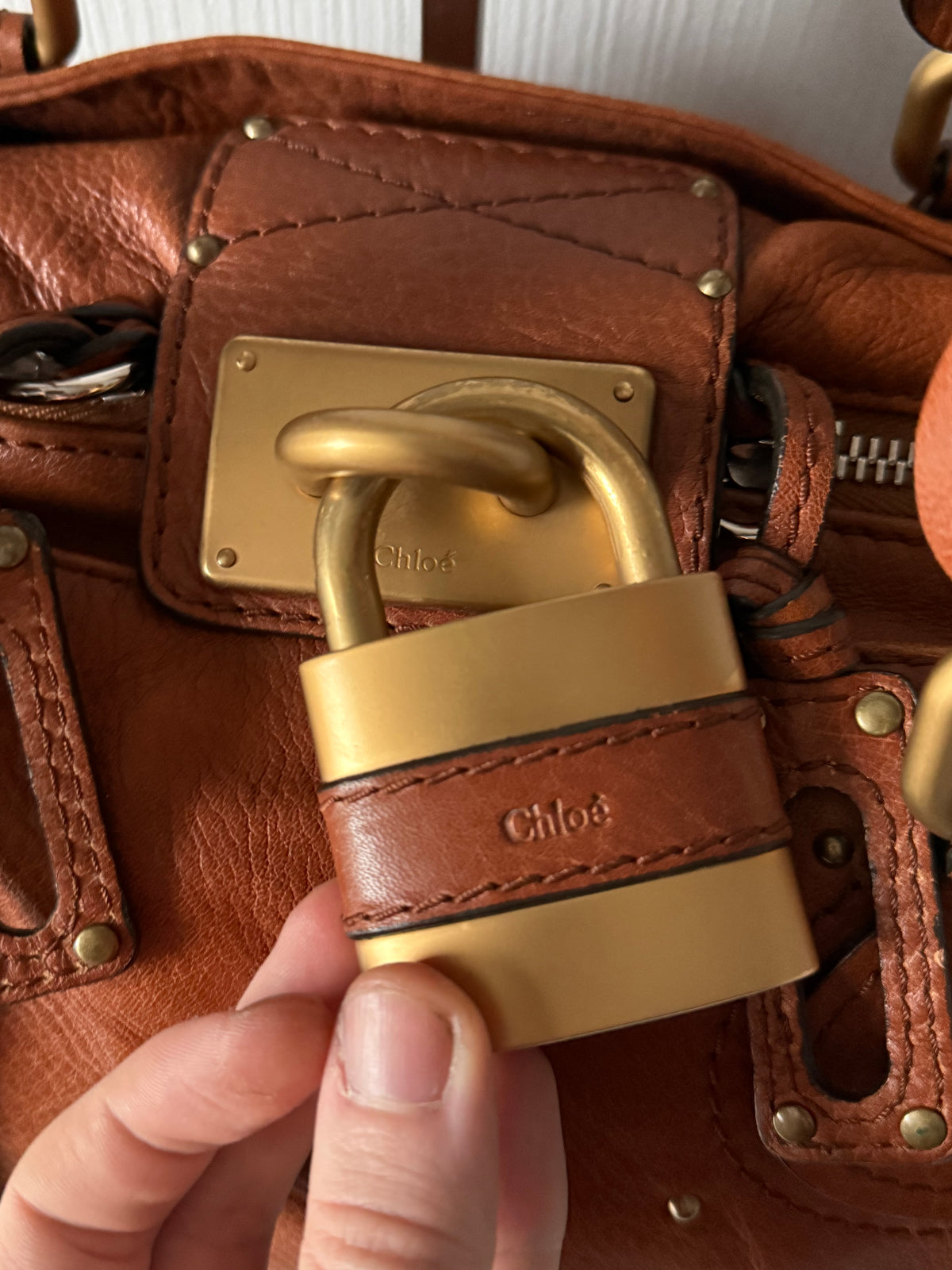 Chloe Vintage Paddington Bag in Brown Leather