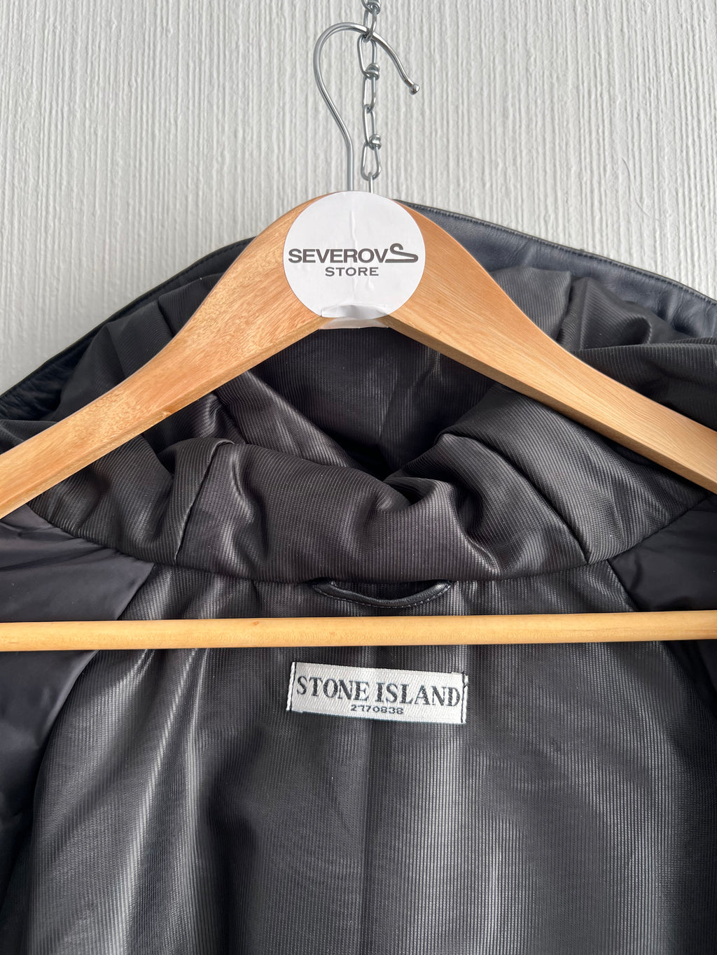 Stone Island AW10 Midnight Blue Leather Bomber Down Jacket