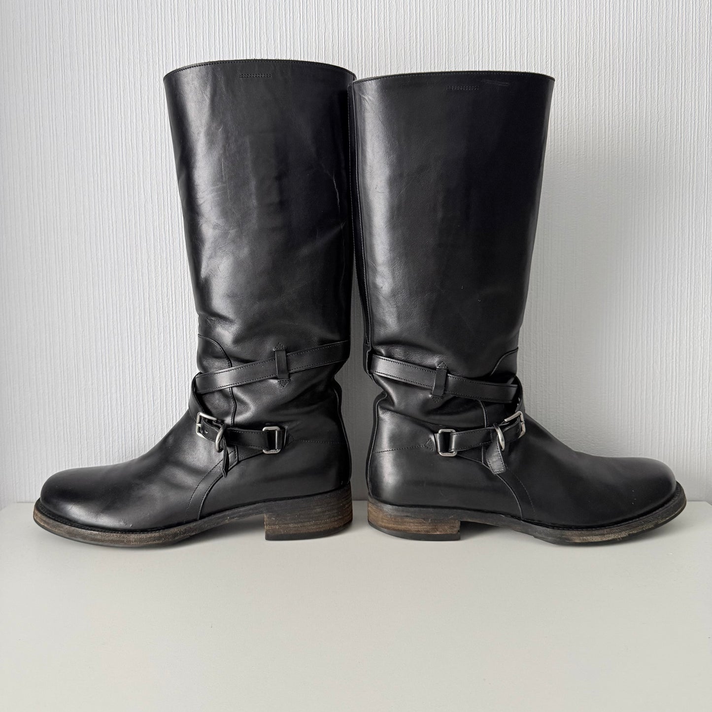 Prada Black Leather Mens Riding Boots