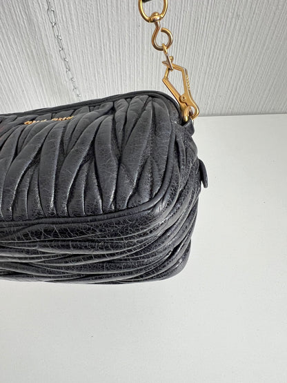Miu Miu Black Matelasse Leather Crossbody Bag