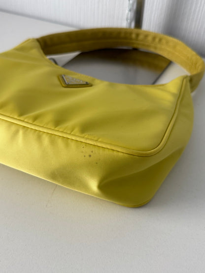Prada Re-edition 2000 Nylon Shoulder Bag In Yellow