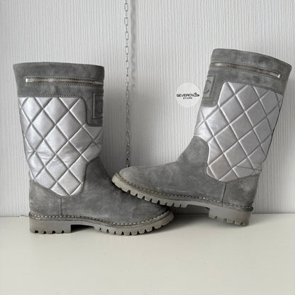 Chanel Black Suede Leather Coco Cocoon Boots by Karl Lagerfeld