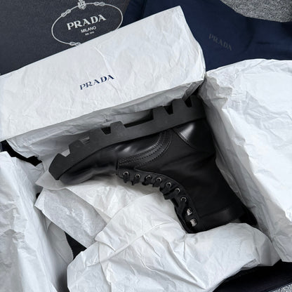 Prada Men's Black Leather Combat Boots