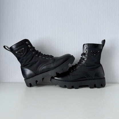 Prada Men's Black Leather Combat Boots