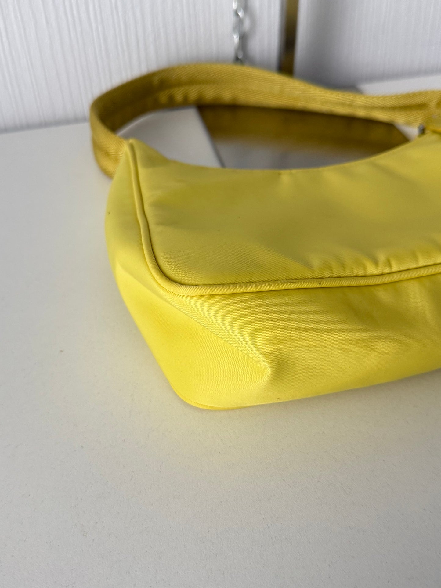Prada Re-edition 2000 Nylon Shoulder Bag In Yellow