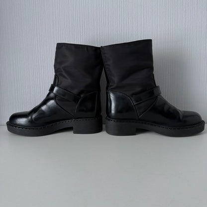 Prada Nylon Logo Biker Moto Boots