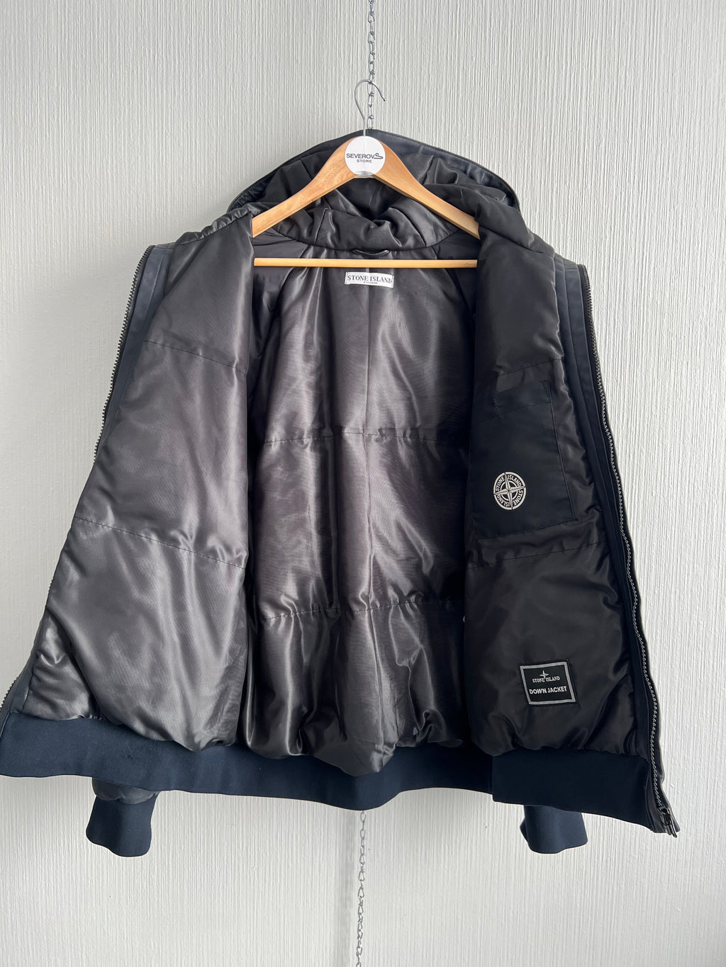 Stone Island AW10 Midnight Blue Leather Bomber Down Jacket