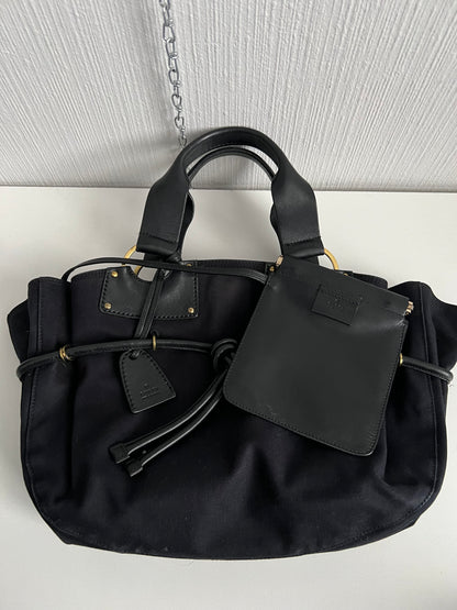 Gucci by Tom Ford Black Canvas Tote with Leather Trim