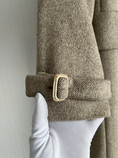 Max Mara Fox Fur Collar Wool Angora Blend Womens Long Coat