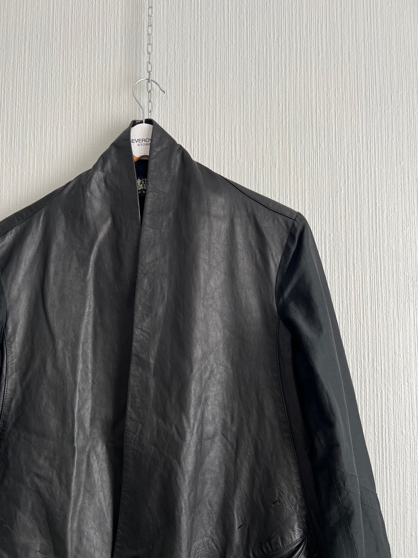Lost & Found Ria Dunn Avant Garde Mens Leather Black Coat