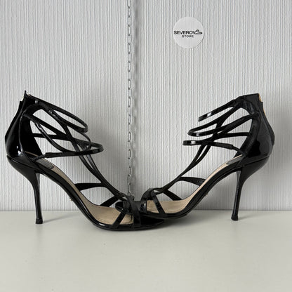Dior Black Patent Leather Double Strap Sandals