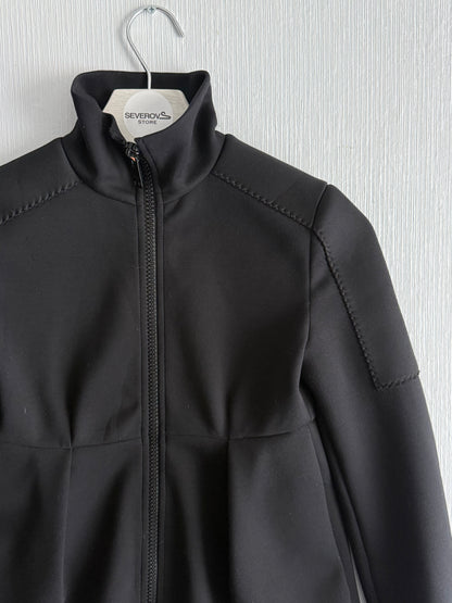 Prada Black Neoprene Pleated Waist Jacket