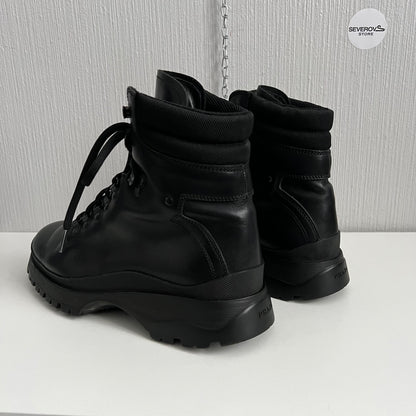 Prada FW99 Vintage Combat Black Leather Boots