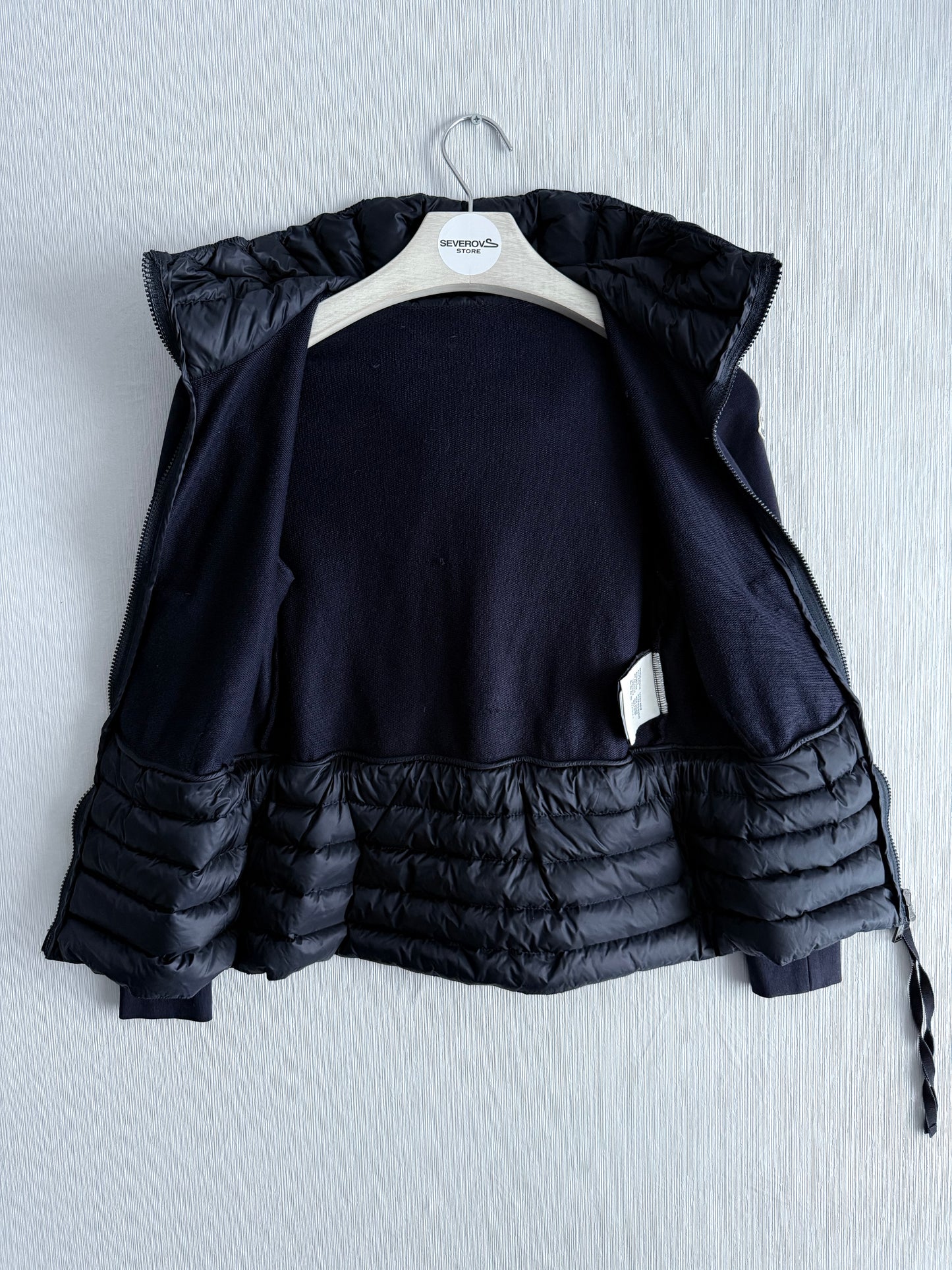 Moncler Maglia Down Cardigan in Navy Blue