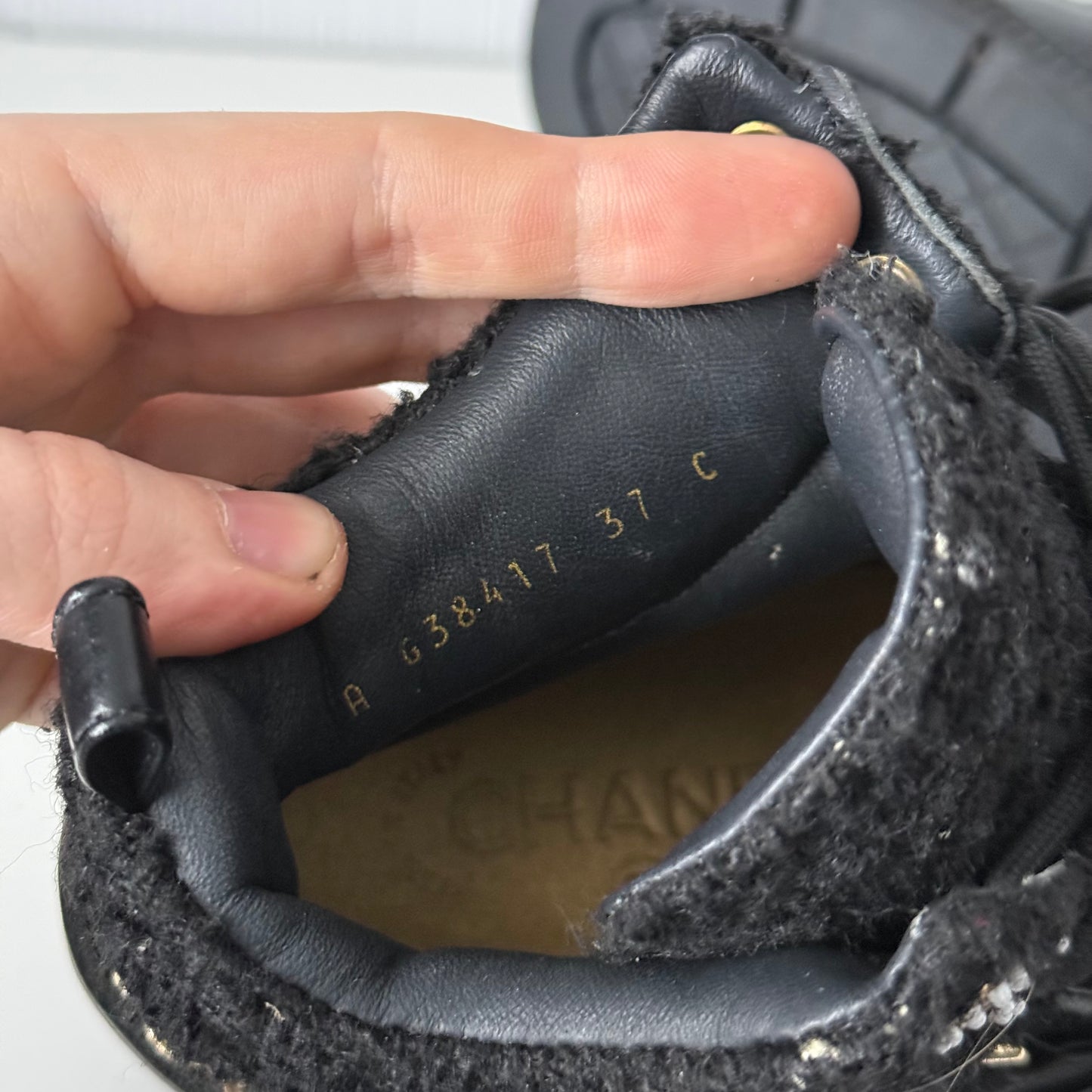 Chanel Chain Sneaker Black Leather Shoes