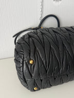 Miu Miu Black Matelassé Leather Tote Bag