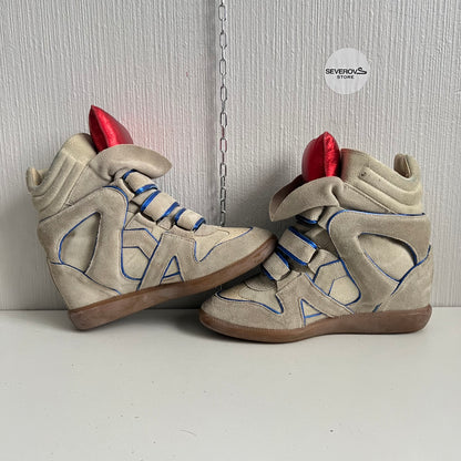 Isabel Marant Bekett Beige Suede Leather Sneakers Womens Shoes