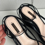 Louis Vuitton Black Satin Crystal Embellished Platform Espadrille Sandals